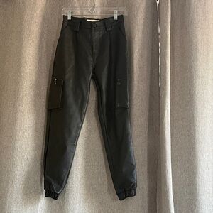 Women’s Black faux leather jogger / Cargo Pants